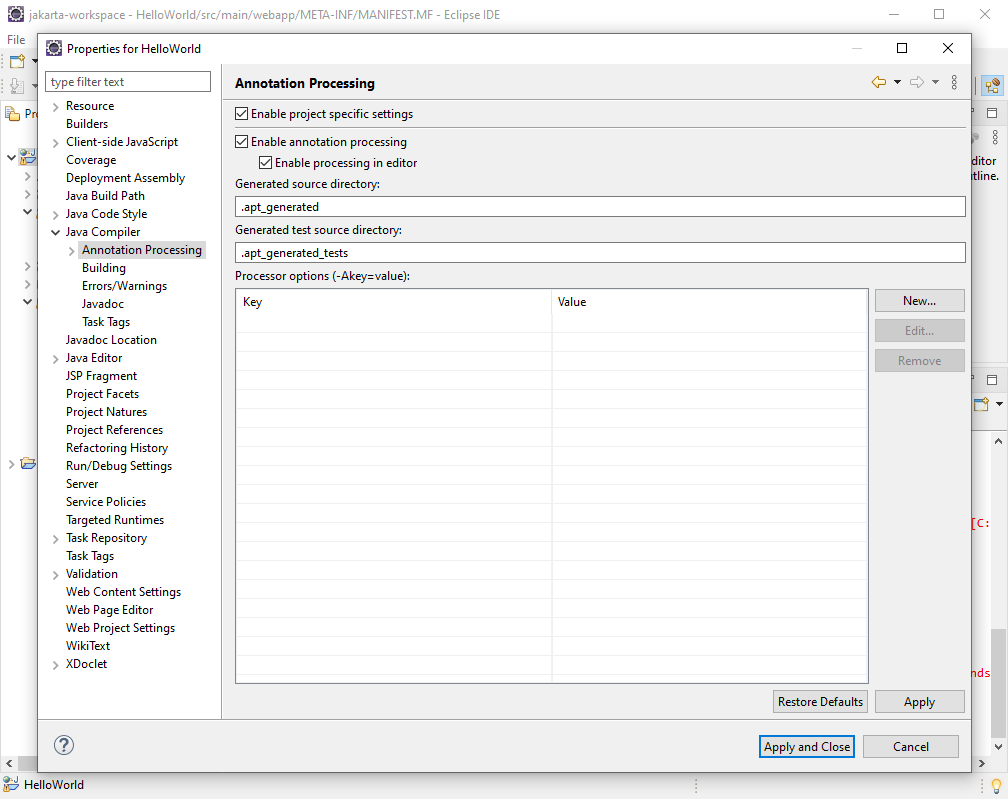 annotations settings