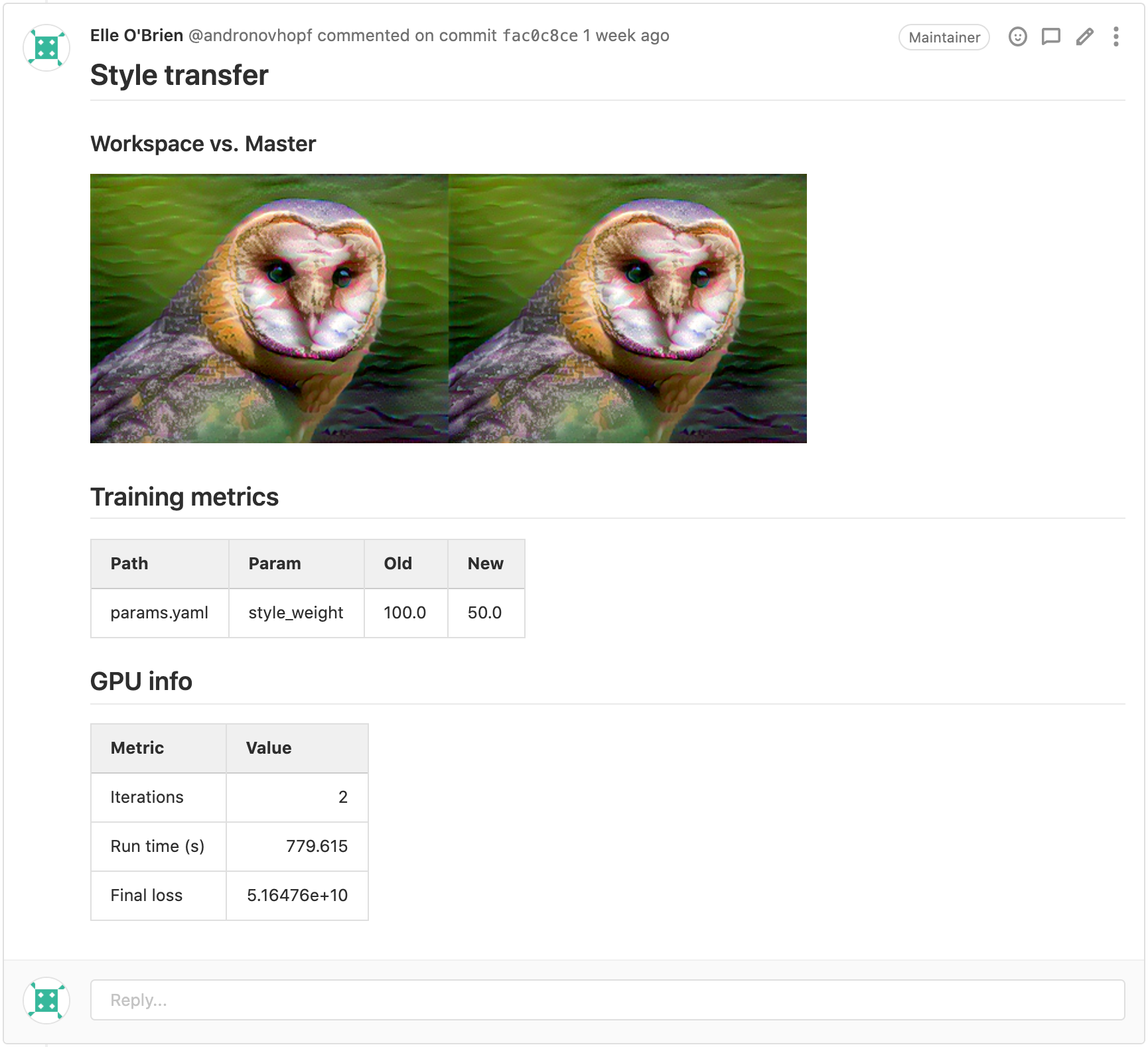 GitLab Cloud report example