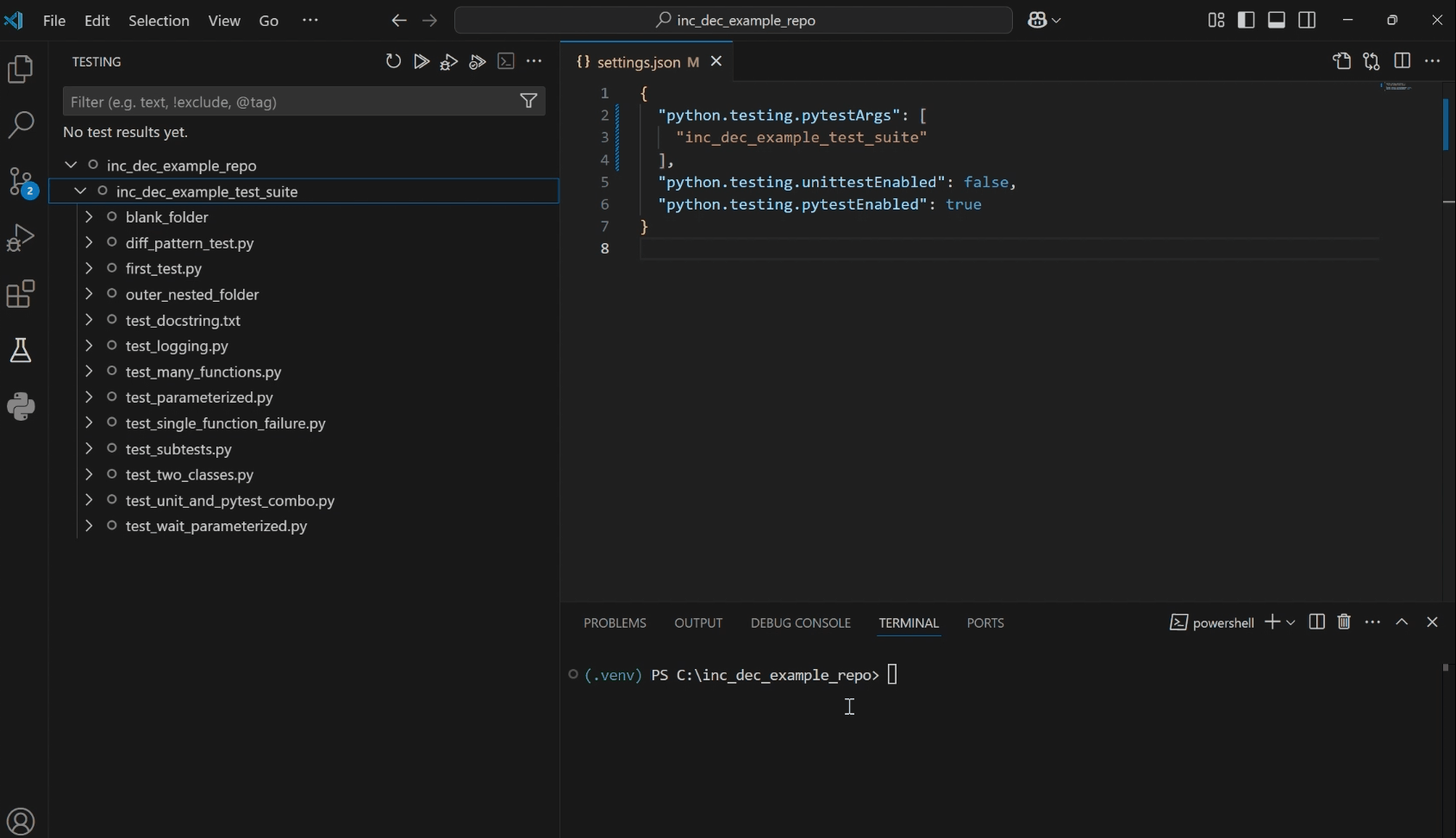 Gif showing running Python tests with coverage.