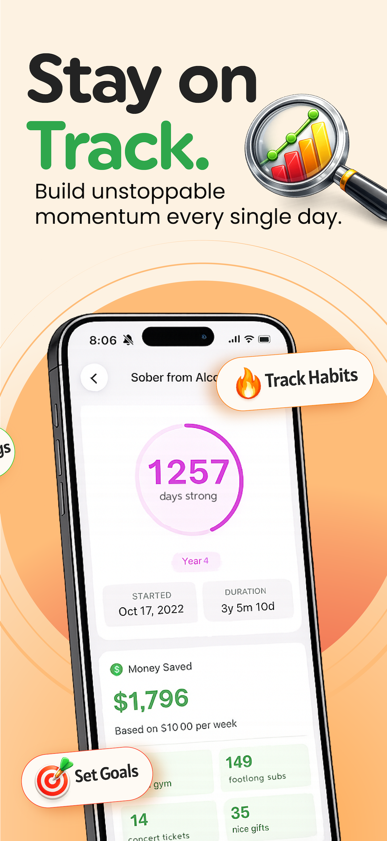 Stay Stoked app screenshot: countdowns