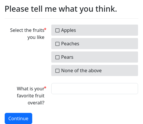 Screenshot of fields-checkboxes-code example