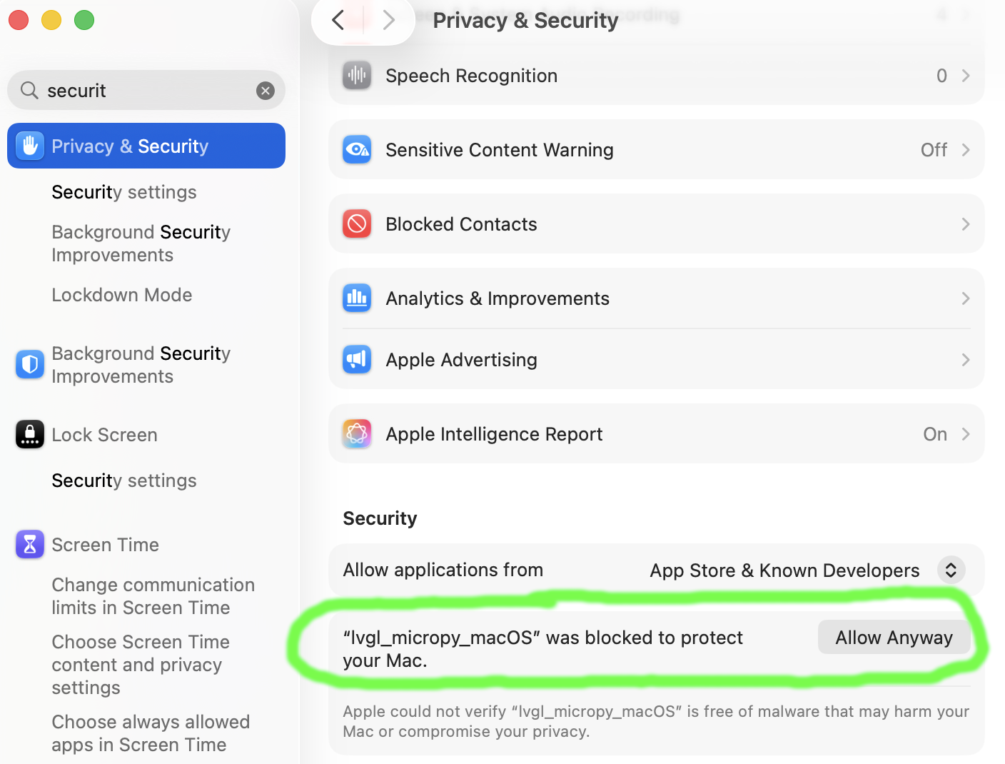 Allow Anyway on MacOS