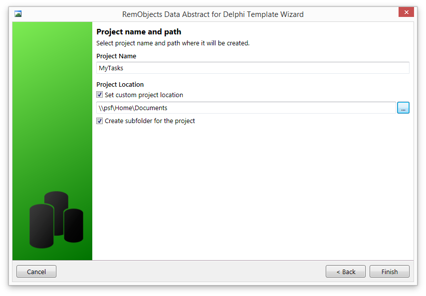 New Project Wizard - Project Location.