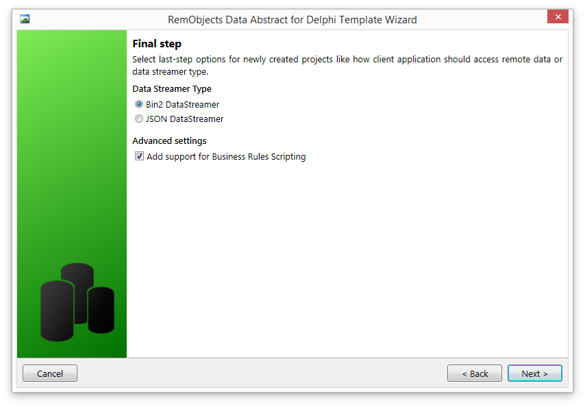 New Project Wizard - Final Step.