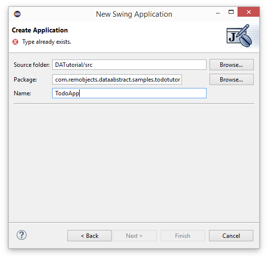Set package and name for the Swing Application