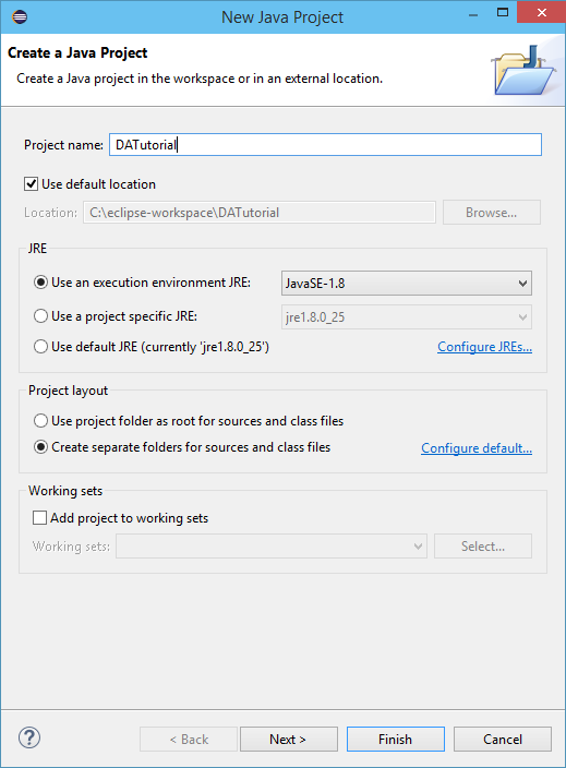 Create a new project in Eclipse