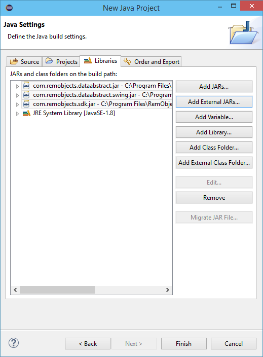 Data Abstract jars added to Libraries