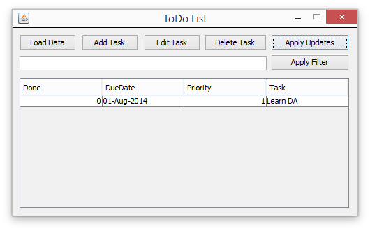 The app showing the only the important columns