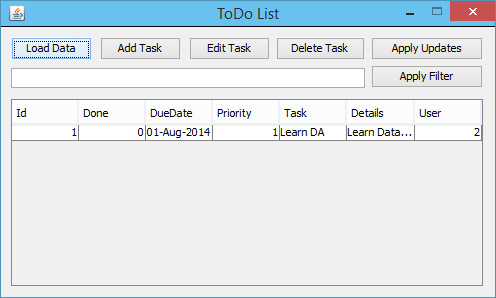 App displaying the retrieved data