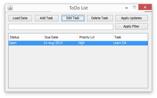 Showing the edited task