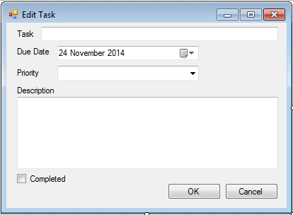 The new form design for editing tasks