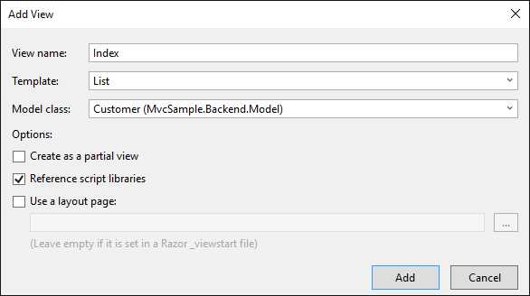 New ASP.NET MVC View