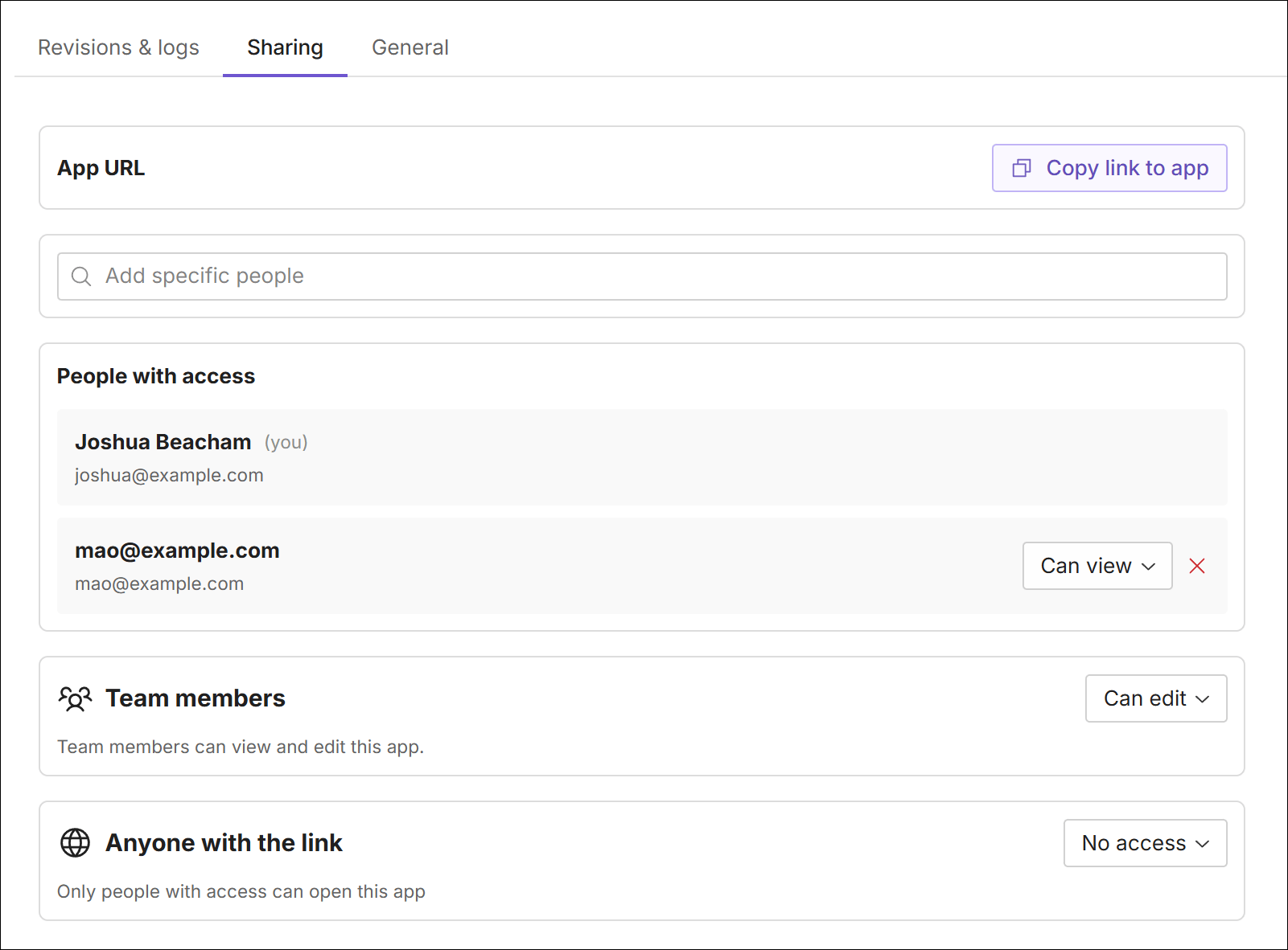 A user has individual view permission and team members are set to can edit