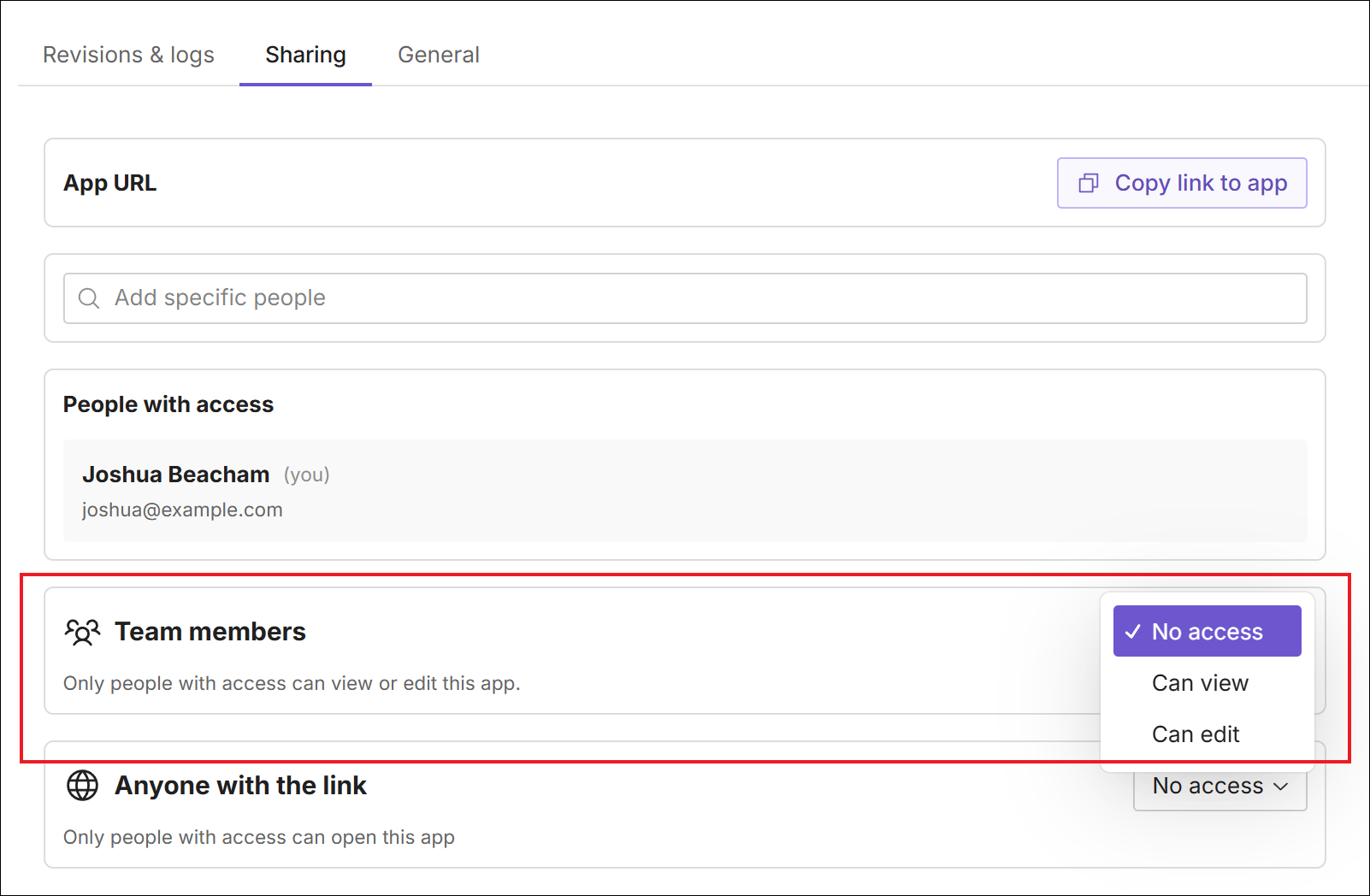 Configure app access for all team members