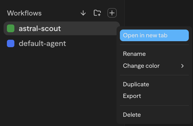 Workflow context menu