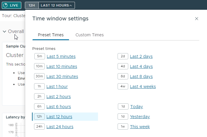 Time selector screenshots