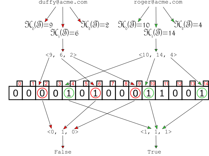 Checking a value in a Bloom filter
