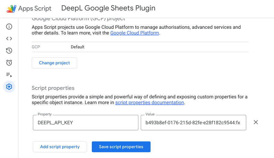 Set script properties