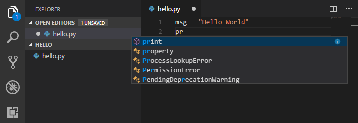 IntelliSense appearing for Python code
