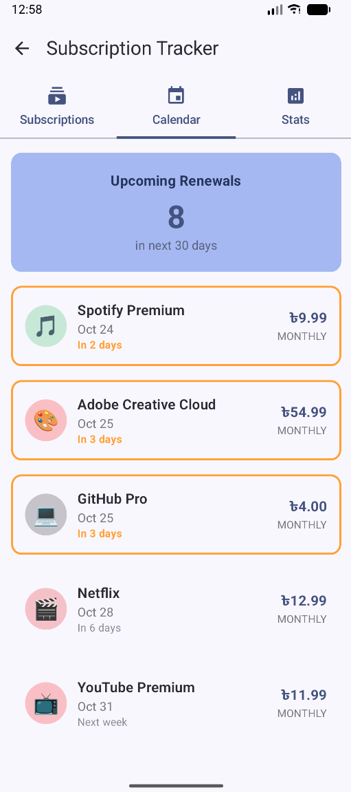 Subscription Tracker