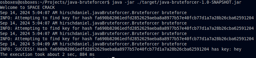 Running the bruteforcer