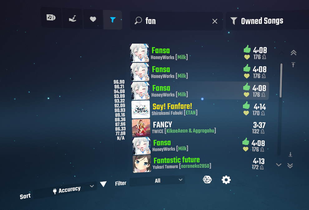 accuracy sorter screen