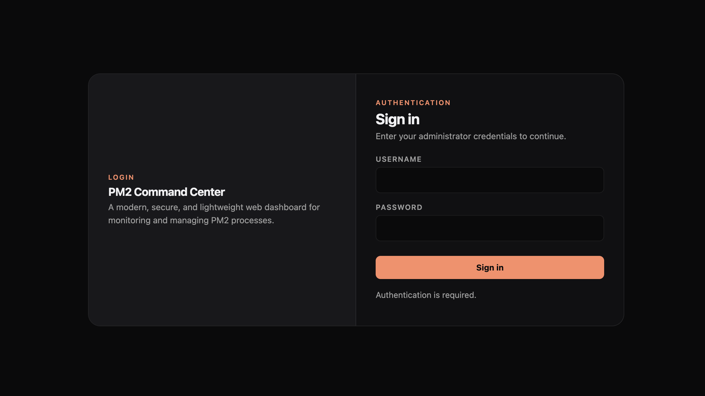 Screenshot showing the login page