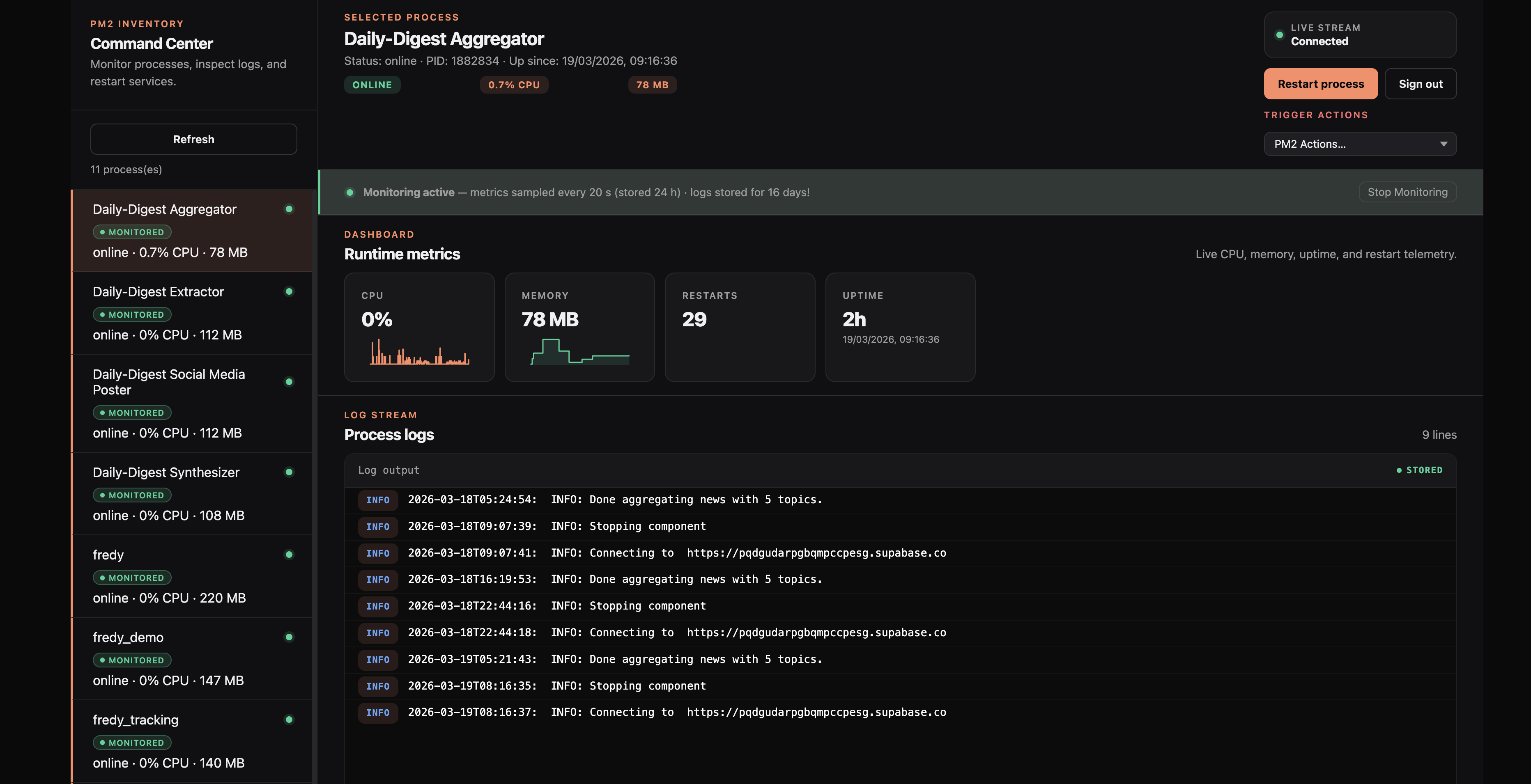 Screenshot showing the main view