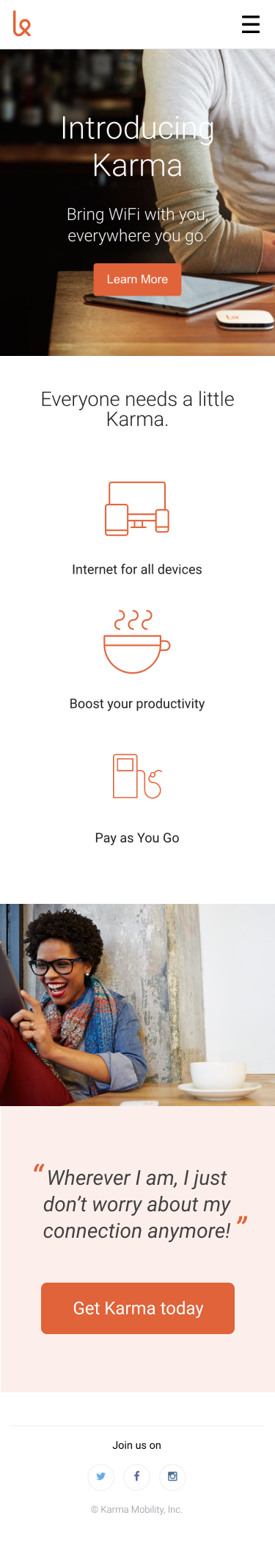 Homepage mobile design
