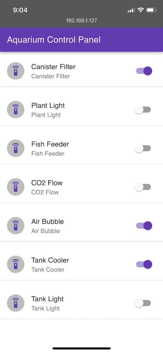 Screenshot showing the web interface for temporarily overriding the configuration
