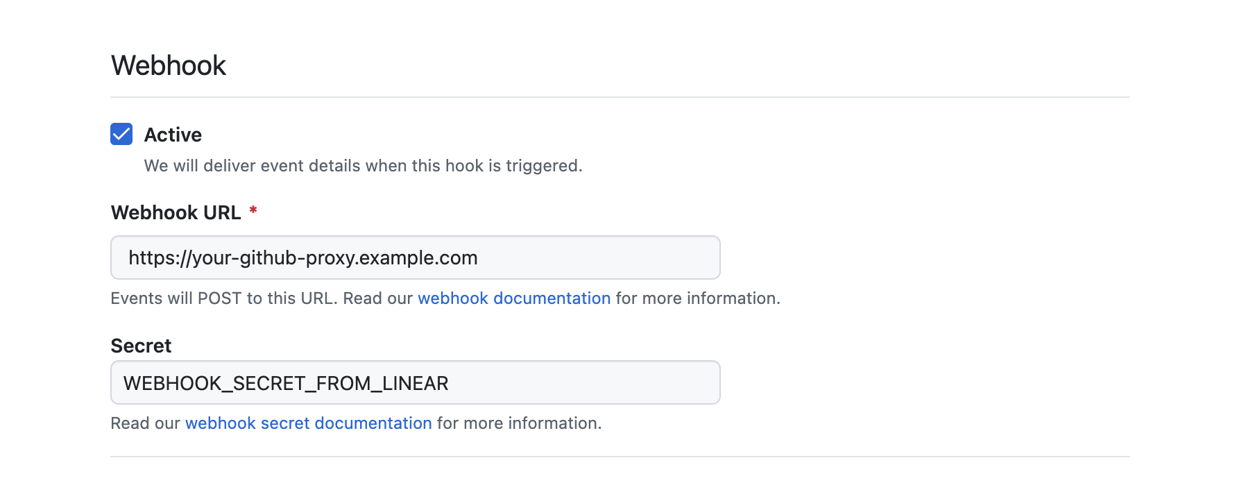 Webhook configuration