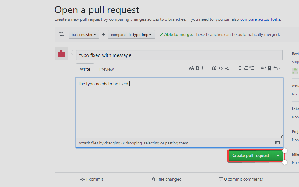 Create a PULL Request 2.