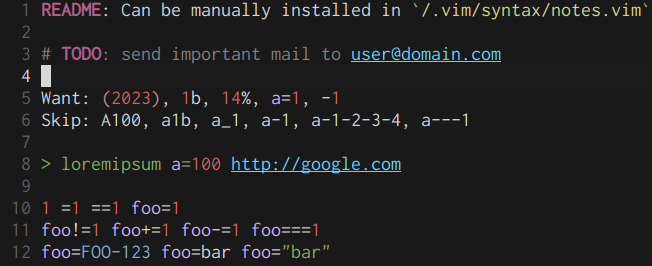 notes.vim screenshot Example screenshot
