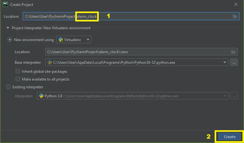 Alarm Clock Using Python Project Name