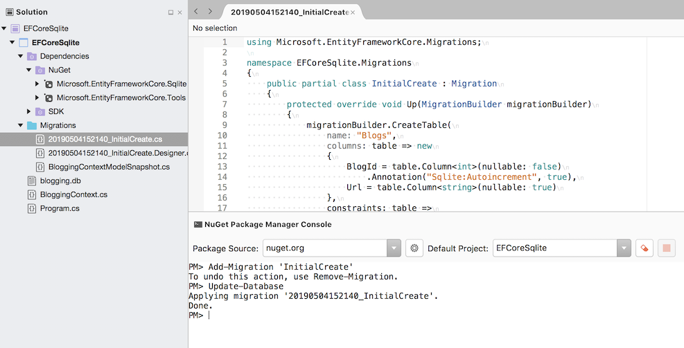Package Manager Console - Entity Framework Core Add-Migration and Update-Database commands Package Manager Console - Entity Framework Core Add-Migration and Update-Database commands