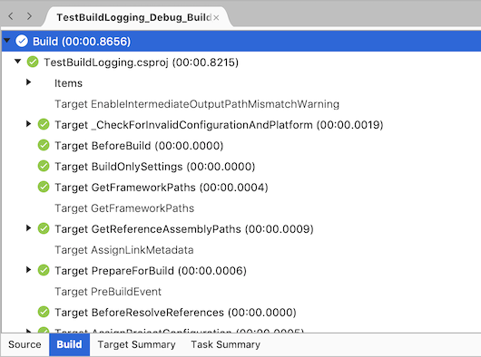 MSBuild Binary Log File - Build tab MSBuild Binary Log File - Build tab