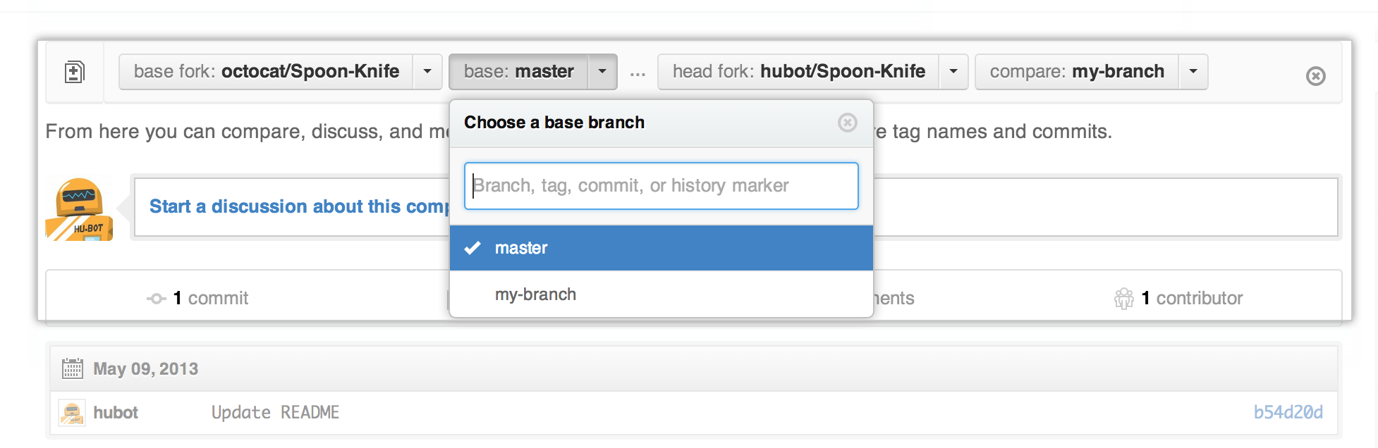 브랜치 범위와 대상 저장소 변경하기