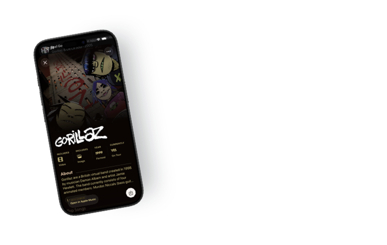 NowPlaying app showcasing artist details on iPhone