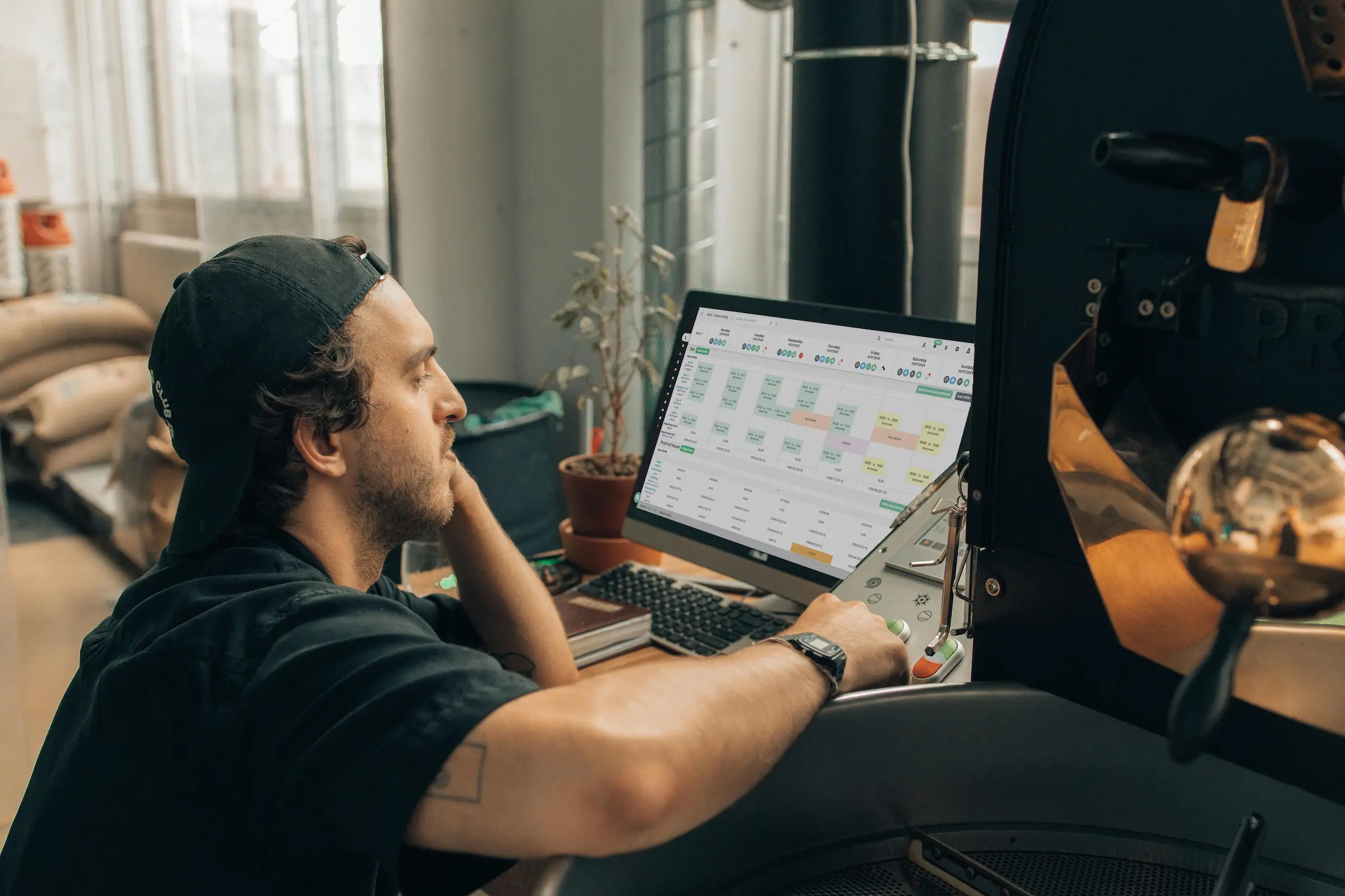 Hospitality employee clocking in with Opsyte’s digital time tracking system