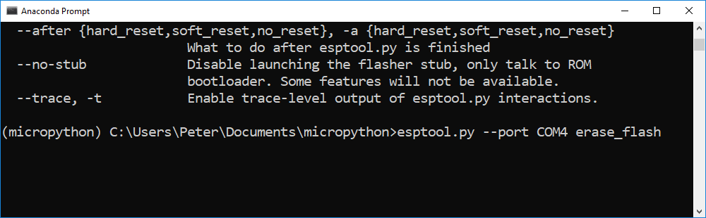 esptool erase flash