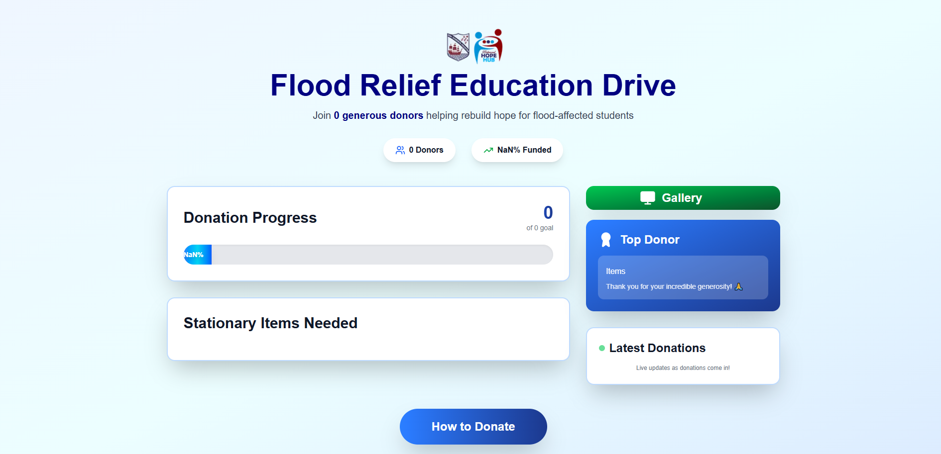 Flood Relief Drive Website