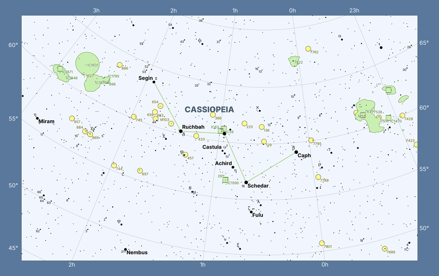 Map of the Constellation Cassiopeia