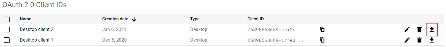 Downloading Credentials