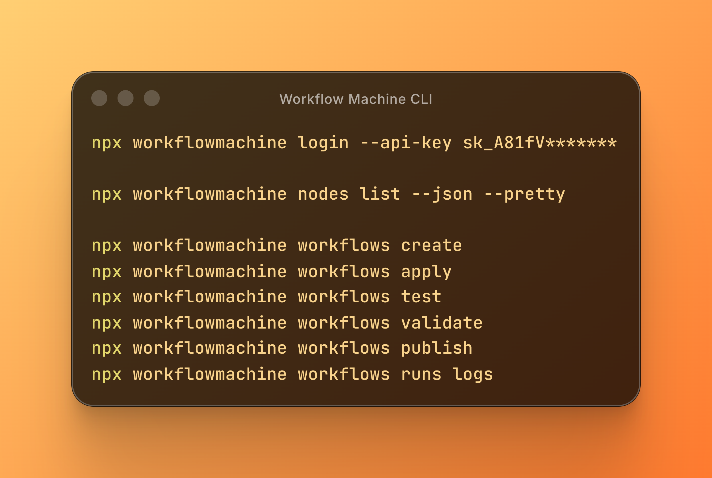 WorkflowMachine agent CLI in terminal