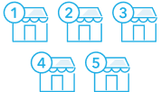 イラスト:5つの店舗