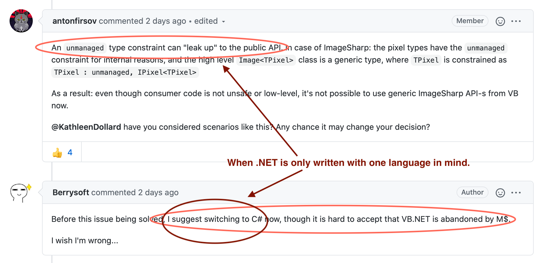 C# unmanaged constraint language leak