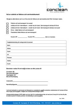 Val av utskick servicedokument