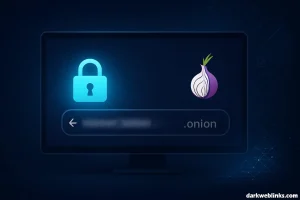 Example of a .onion link being accessed through Tor Browser