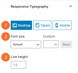 Genesis Blocks responsive font size and line height settings