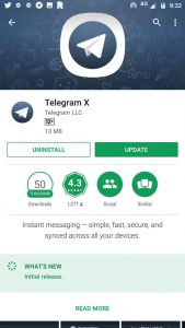 Telegram X for Android in Google Play Store